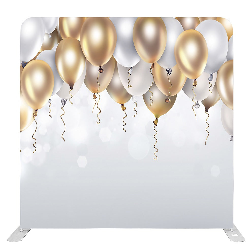White & Gold Balloons  (01) - Pillowcase Backdrop