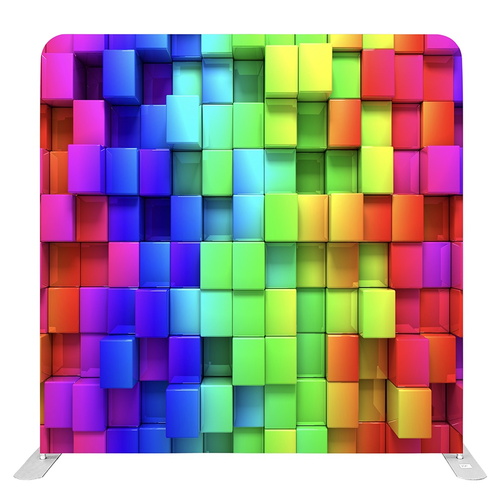 Rainbow 3d Blocks (01) - Pillowcase Backdrop